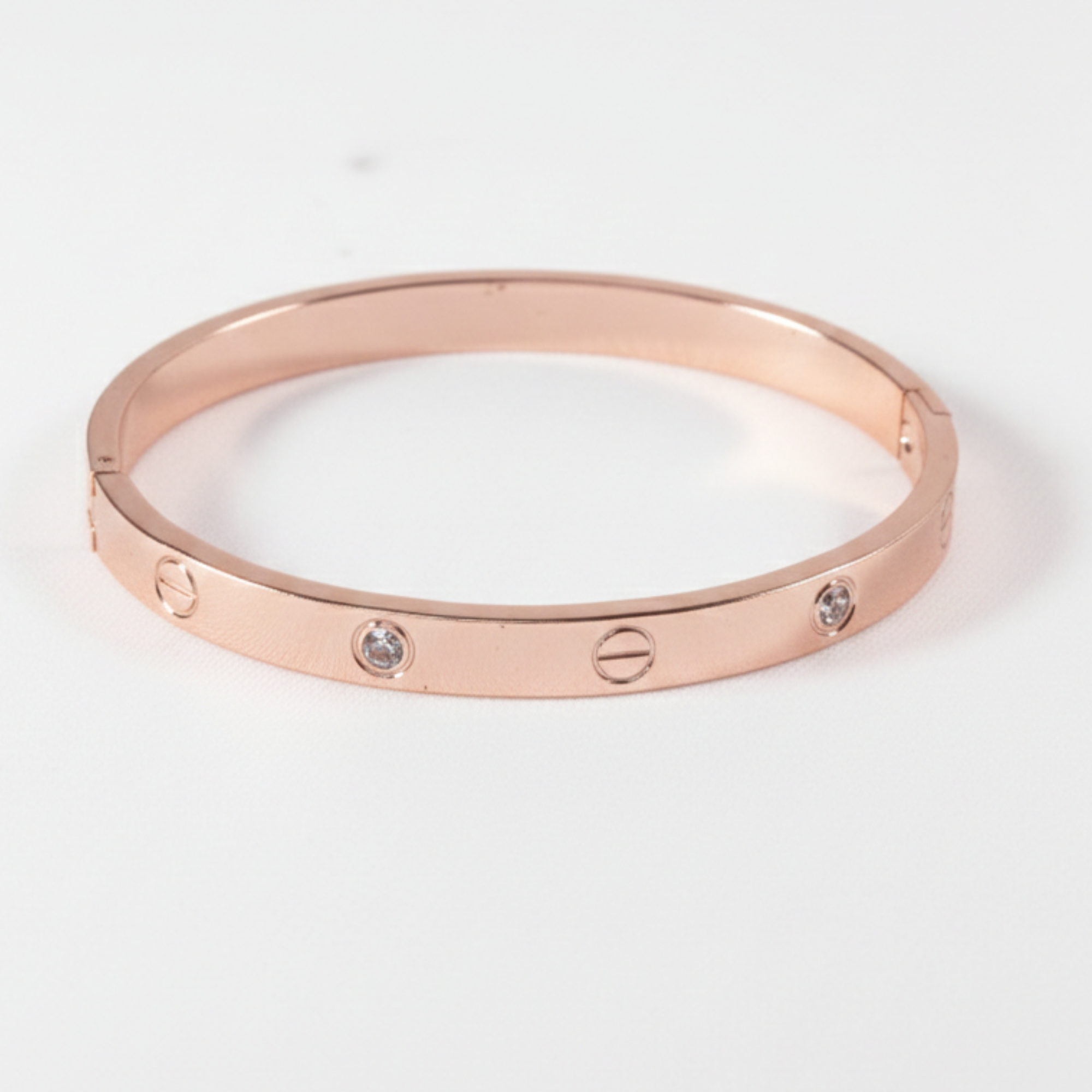 Luxe Screw Crystal Bangle – Rose Gold Edition