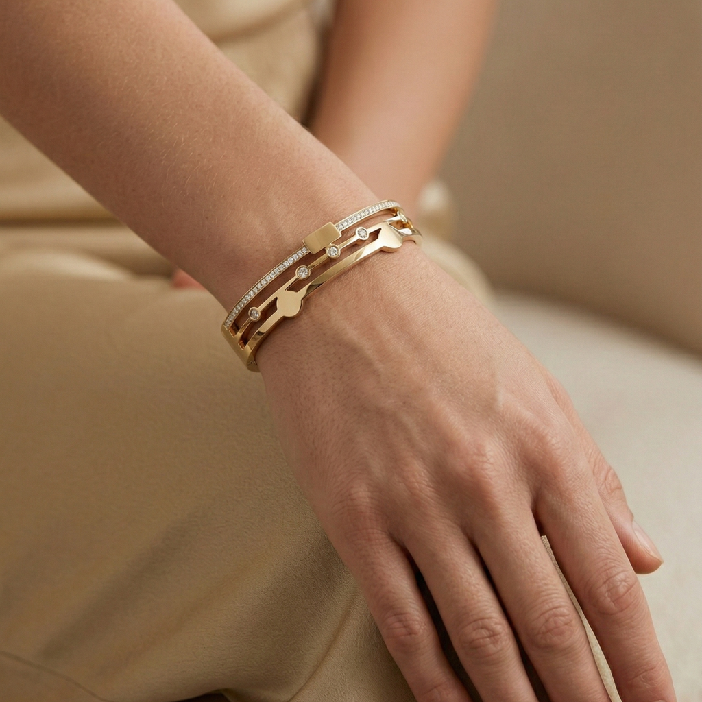 Imperial Arc Diamond Bangle – Gold Prestige Edition