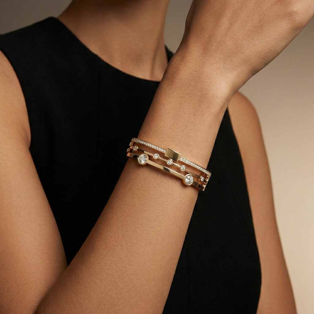 Imperial Arc Diamond Bangle – Gold Prestige Edition