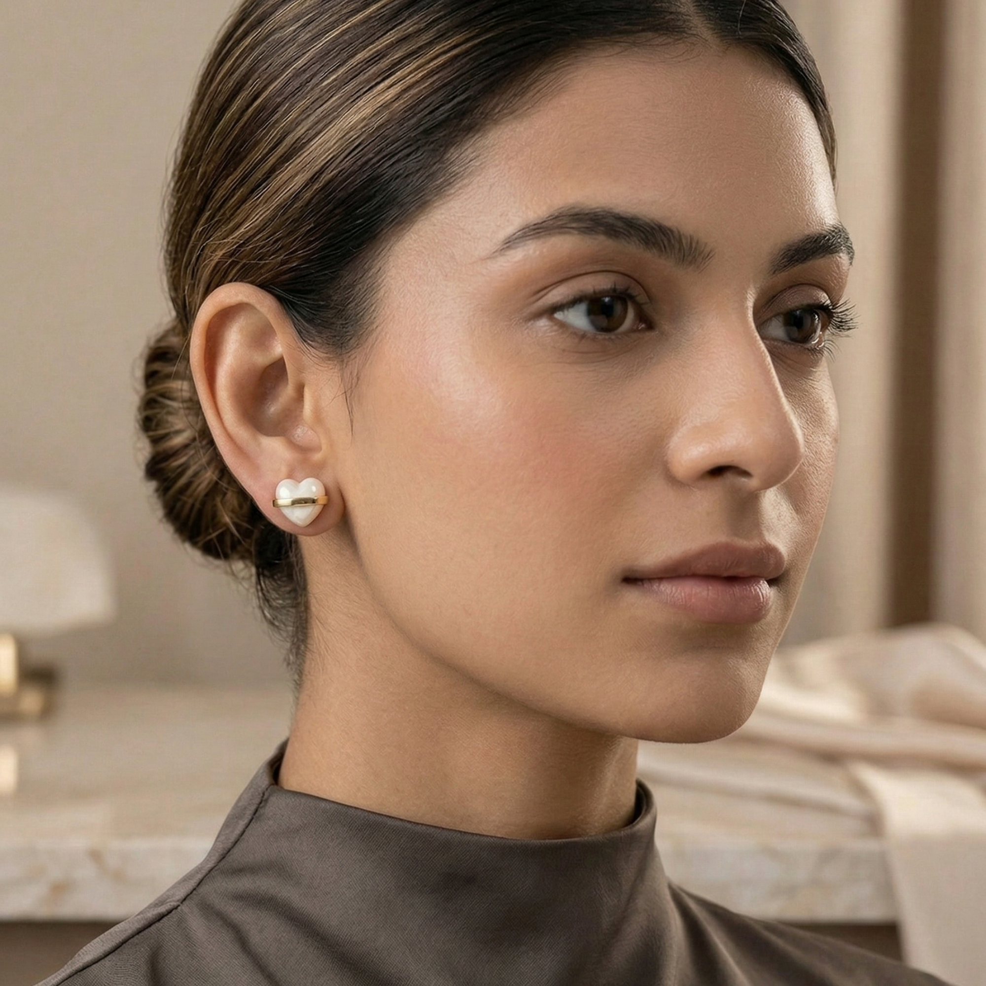 Celeste Heart Pearl Earring