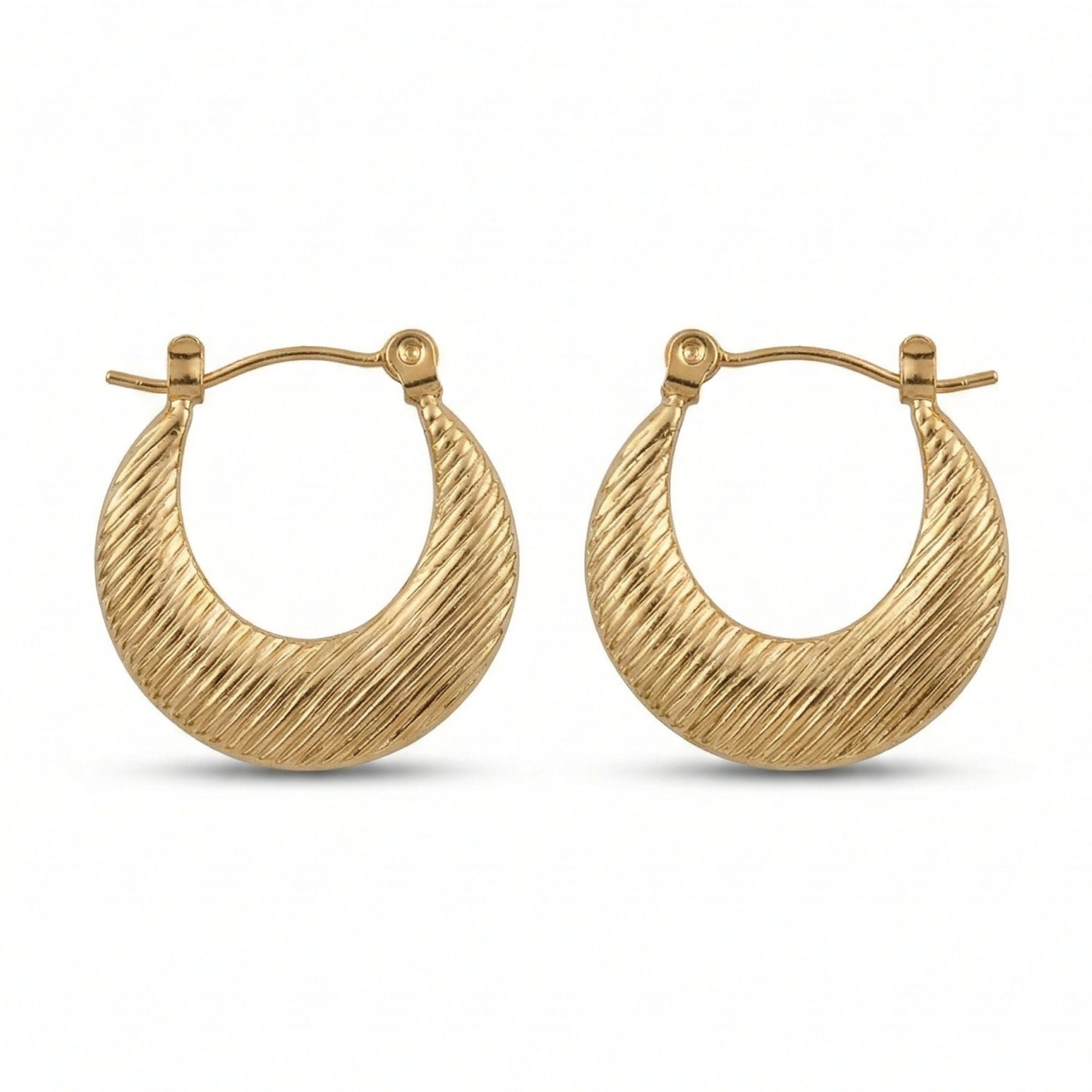 Royal Textured Crescent Gold Earing