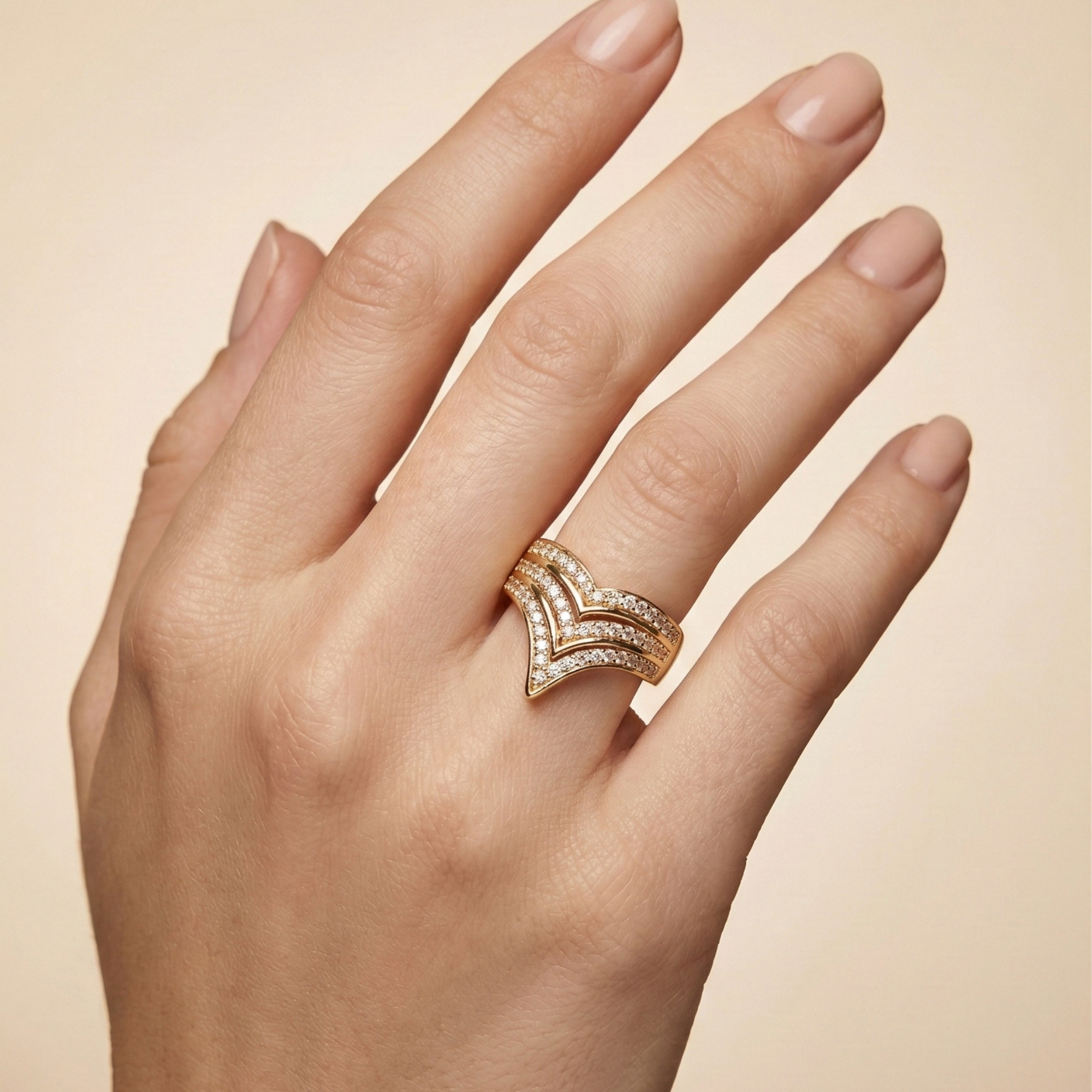 Royal V-Crown Zircon Ring