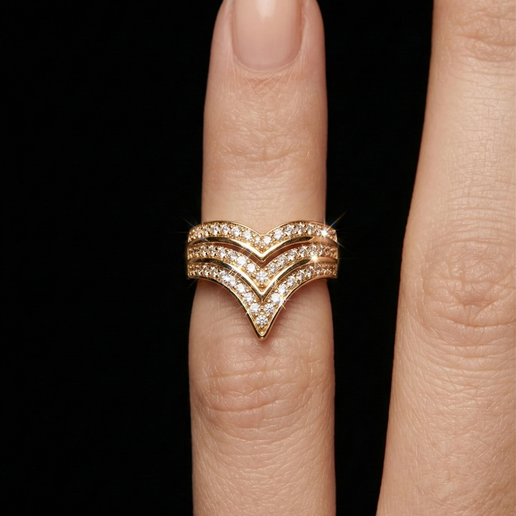 Royal V-Crown Zircon Ring