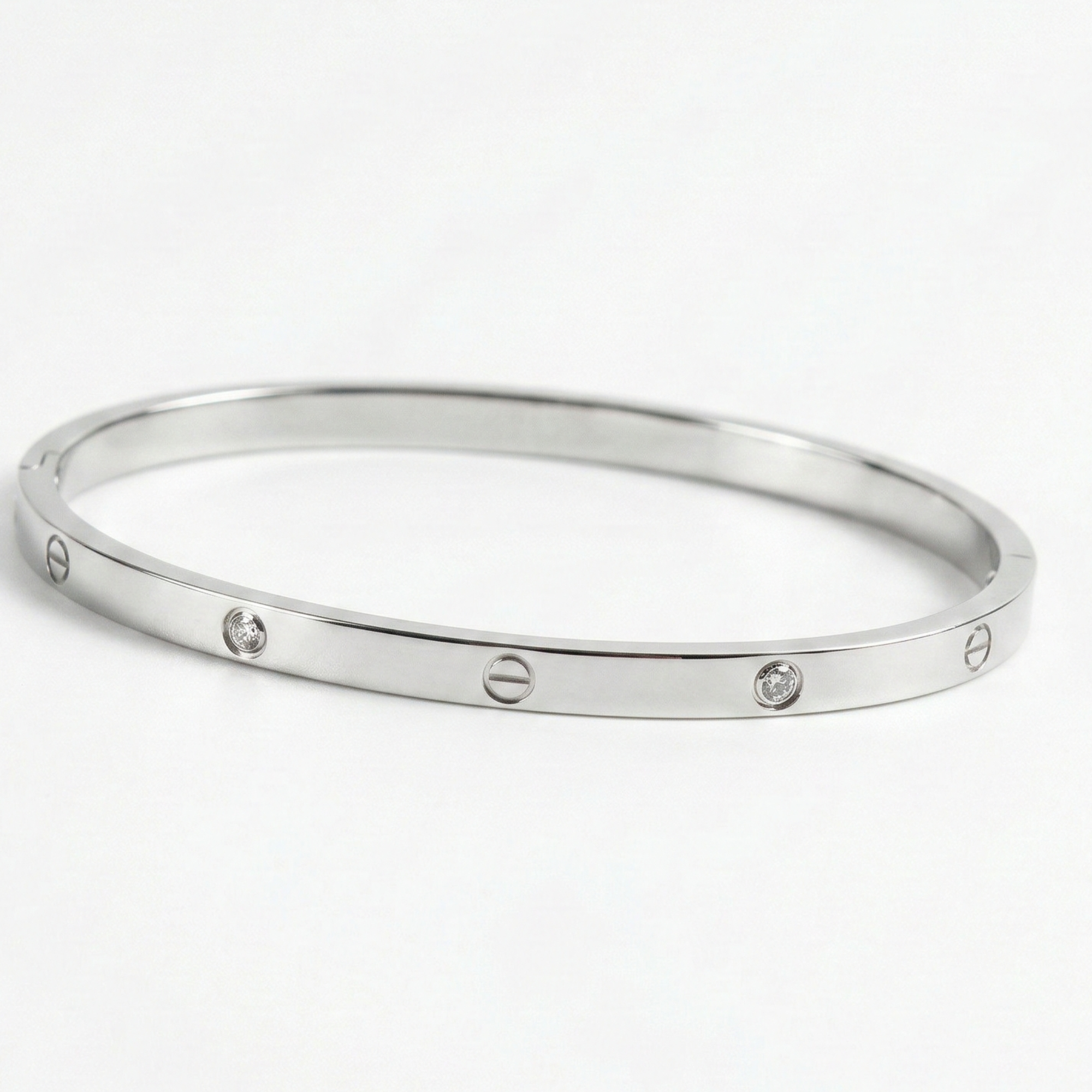 Imperial Screw Crystal Bangle – Silver Edition