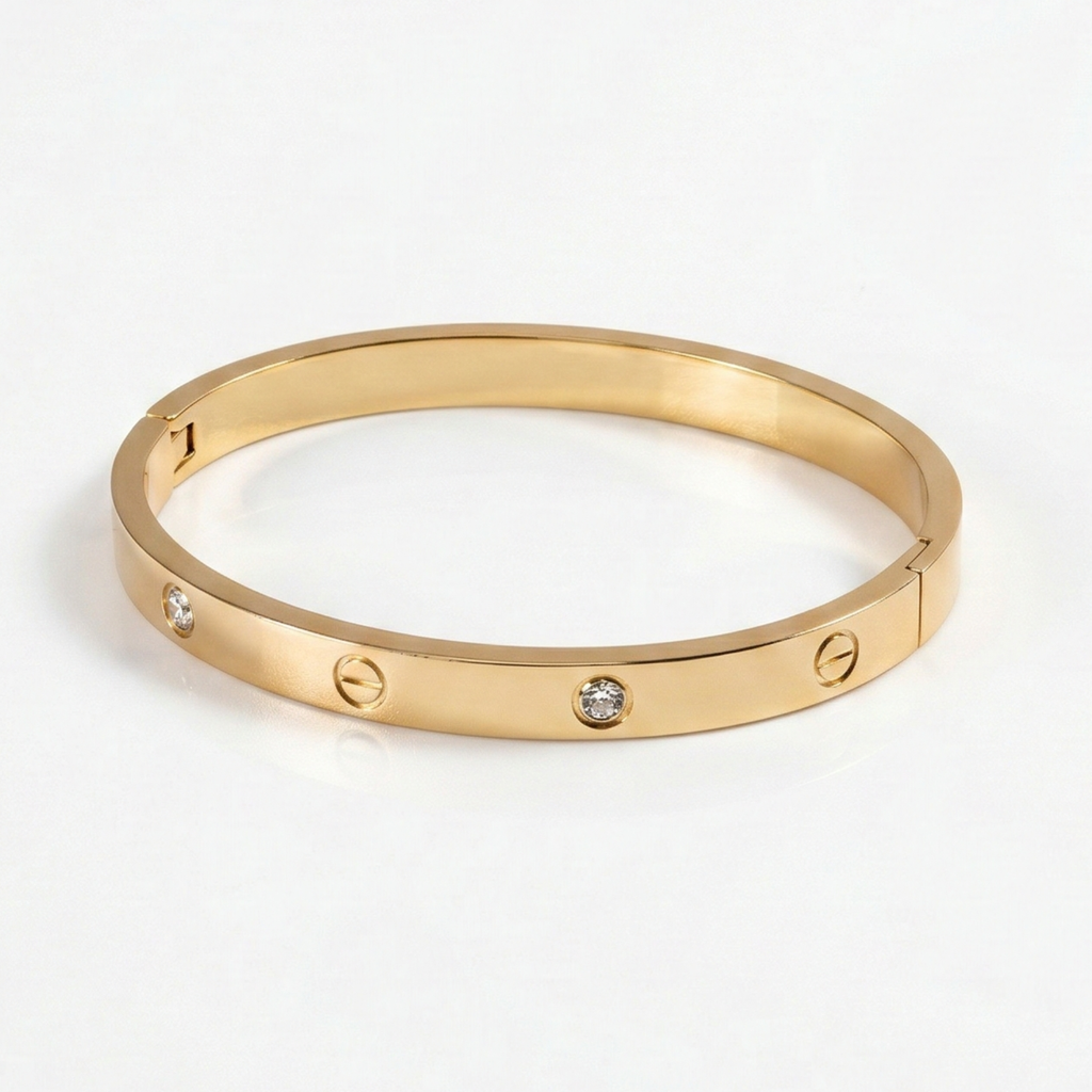 Regal Screw Crystal Bangle – Gold Luxe Edition