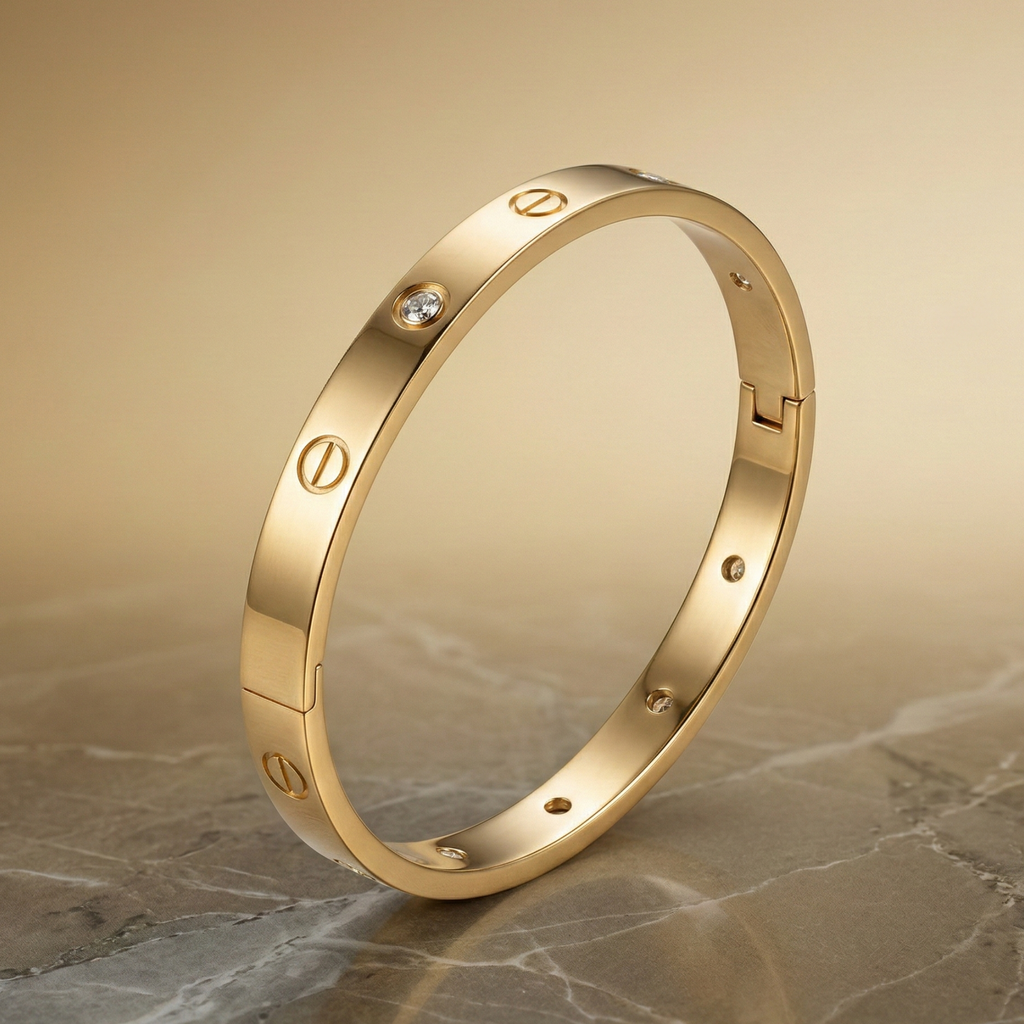 Regal Screw Crystal Bangle – Gold Luxe Edition