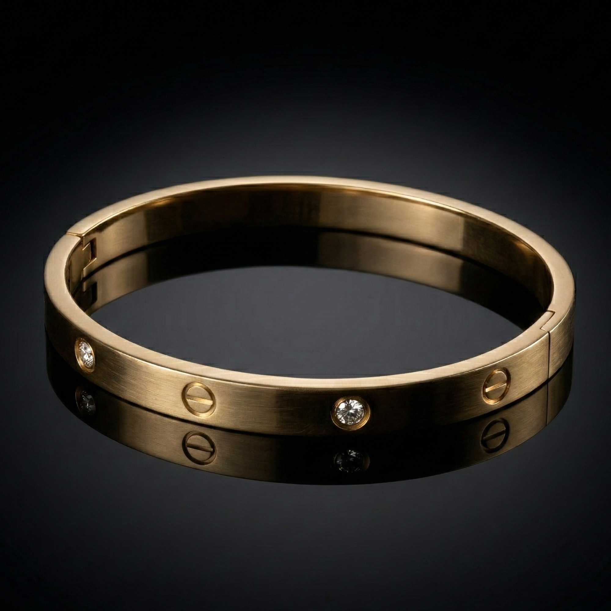 Regal Screw Crystal Bangle – Gold Luxe Edition