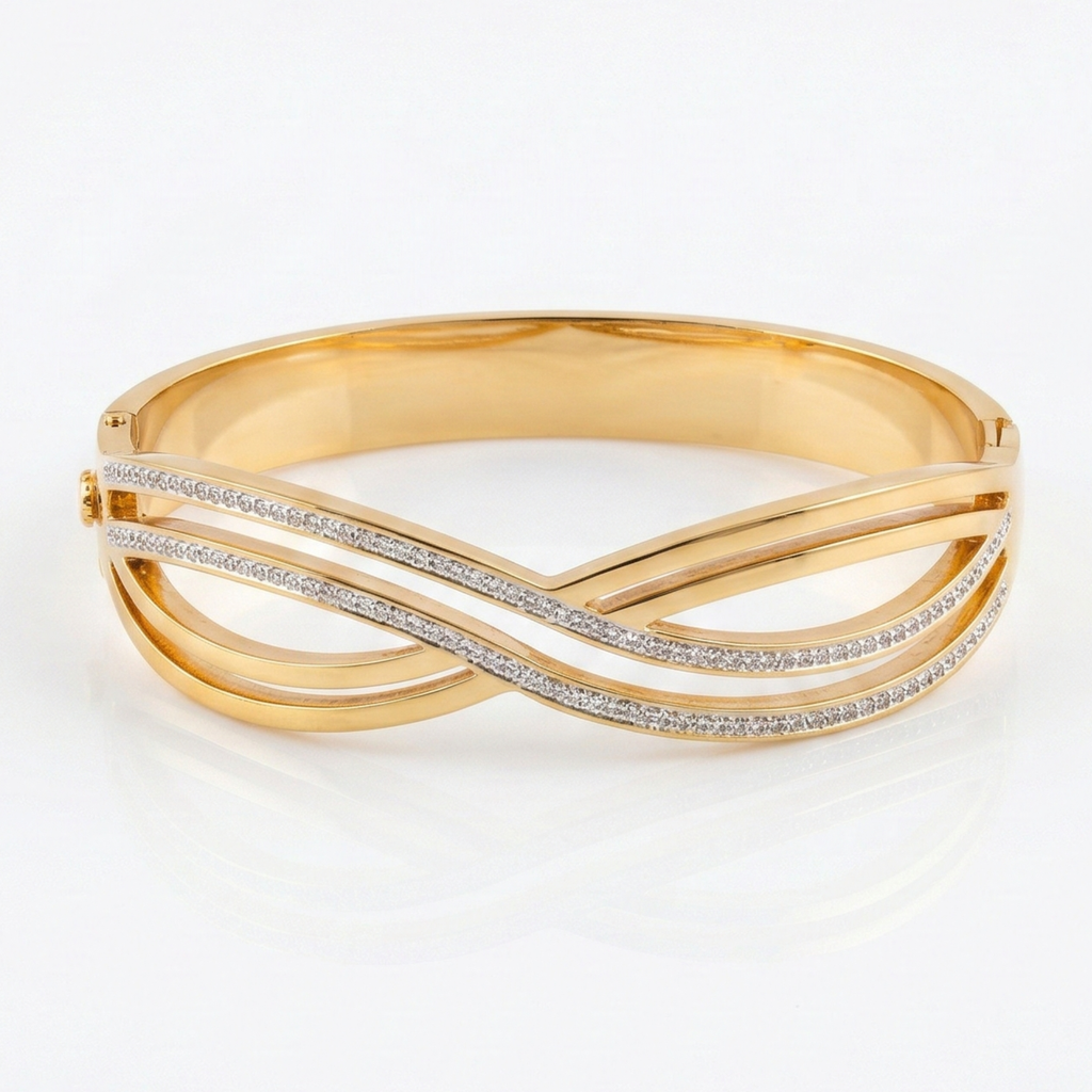 Infinity Luxe Crystal Bangle – Gold Signature Edition