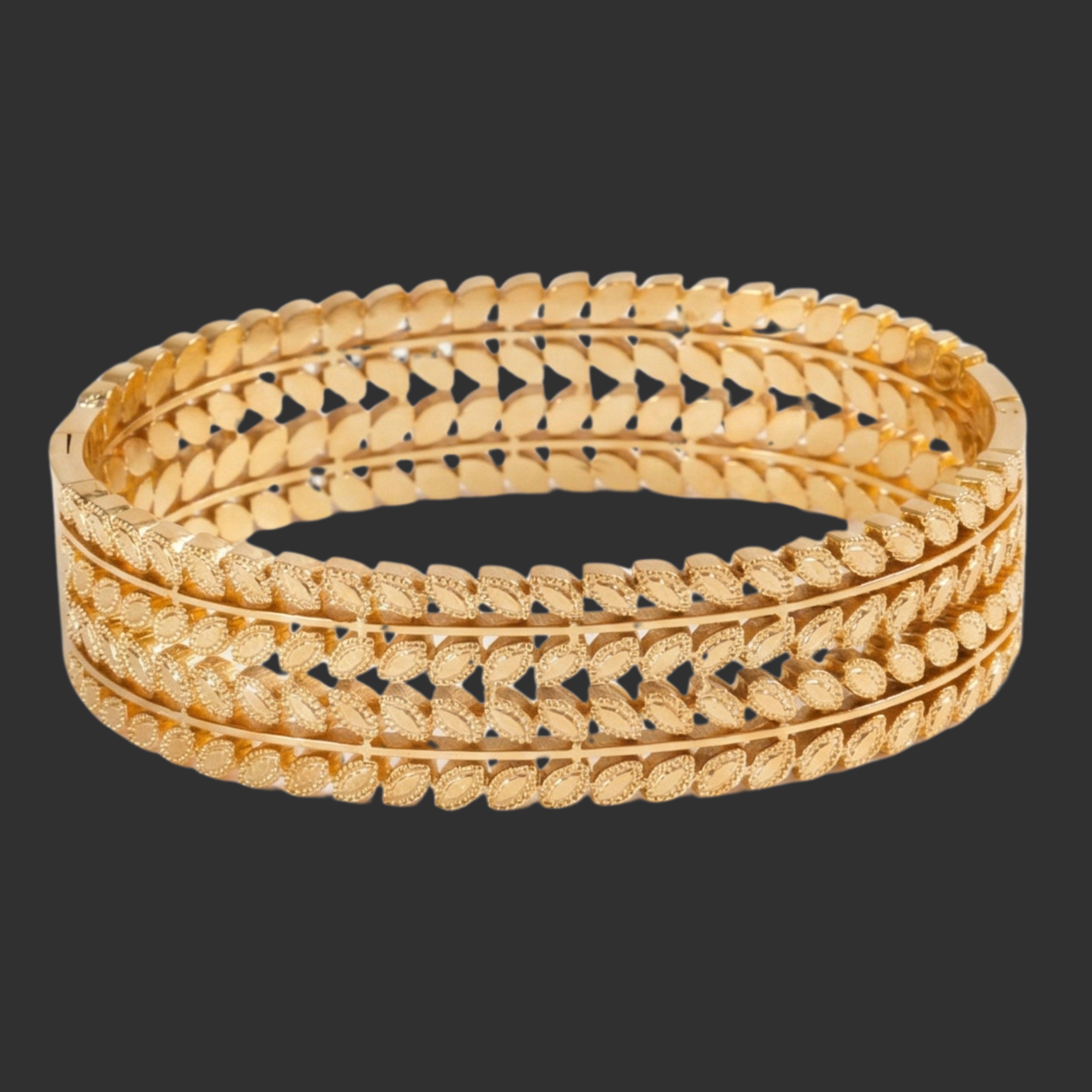 Maharani Leaf Luxe Bangle Set – Gold Grande Edition